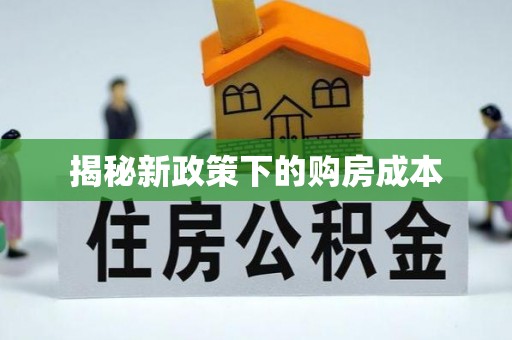 阿里山揭秘新政策下的购房成本